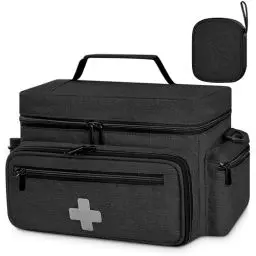 Produktbild: Eurhomewit Erst Hilf Tasch Leer, Notfalltasche Leer für Krankenschwester, Medizintasche Reise, Notfallveranstaltung Tasche Arzttasche für Hausarzt, Häusliche Pflege, Medizin Organizer (Schwarz)