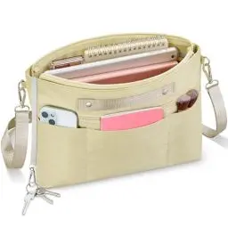 Produktbild: Eurhomewit Handtaschen Organizer, Wasserdicht Nylon Taschenorganizer, Innentasche für Handtaschen Groß, Taschen Organizer mit Abnehmbarem Schultergurt (Aprikose, S)