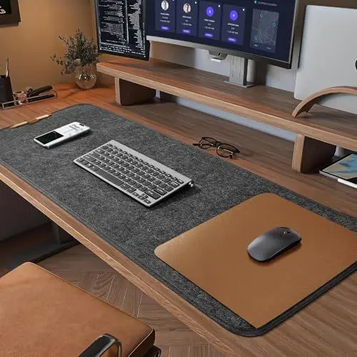 Produktbild: Eurhomewit Schreibtischunterlage Filz Rutschfest, 100X40cm Desk Mat, Unterlage Schreibtisch Unterlegmatte, Mauspad XXL, Schreibtisch Unterlage Tischunterlage Schreibtisch für Büro Zuhause -Dunkelgrau