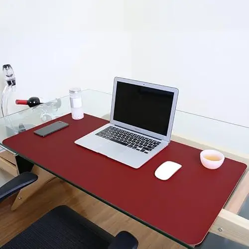 Produktbild: EURHOWING Wasserdichte Schreibtischunterlage, Büro-Laptop-Schreibtischunterlage, PU-Leder-Schreibtischunterlage, Schreibtisch-Schreibunterlage mit doppeltem Verwendungszweck(Rot,120 x 60cm)