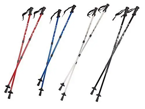 Produktbild: Eurobatt Nordic Walking Stöcke Stock Set 2 Stücke Paar Trekking Wander Länge 65-135cm Farbvarianten Walkingstöcke Anti-Shock Dämpfungssystem (Schwarz)