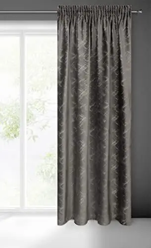 Produktbild: Eurofirany Adria Samt Vorhang mit Kräuselband Gardine Gemustert Velvet Optik - 1 STK. Geometrischen Muster Modern Klassisch Wohnzimmer Schlafzimmer Balkontür 140x270 cm Gtaphit und Grau