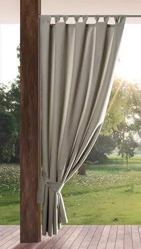 Produktbild: Eurofirany Garden Outdoorvorhäng mit Schlaufenschal- 1 STK. Abnehmbaren Schlaufen, Sonnenschutz Sichtschutz Winddicht Wasserdicht Vorhäng für Pavillon Terrasse Pergola, 155x200 cm, Cappuccino