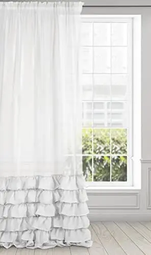 Produktbild: Eurofirany Gardine Glatt Volant mit Rüschen Transparent Vorhang Kräuselband 1 STK. Durchsichtig Edel Elegant Hochwertig Glamour Schlafzimmer Wohnzimmer, 140 x 250cm, Weiß