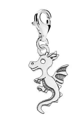Produktbild: Eurojewellery Charm-Anhänger Drache für Armbänder Halsketten und alle gängigen Charmträger 925 Sterling Silber Glücksbringer mit Karabiner für Bettelarmband Halsketten Geschenke für Damen