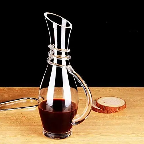 Produktbild: Europäische Kristallglas Weindekantierer U-förmige Klassisch Rotweinkaraffe Führen-frei Rotwein-karaffe Wein Dekanter Kreativ Weinkaraffe Mundgeblasenem-d 1l