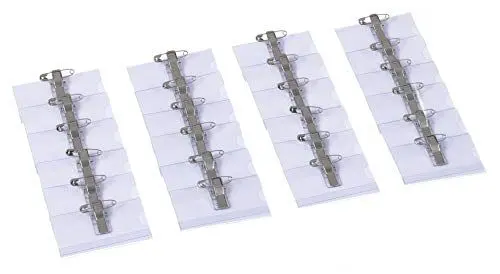 Produktbild: Europel Kunststoff Namensschilder mit Kombi-Halter: Ansteck-Nadel & Clip - 24 Stück - 75 x 40 mm| - Ausweishüllen & Namensschild-Halter - mit Blanko Einsteckschildern, farblos, 121260