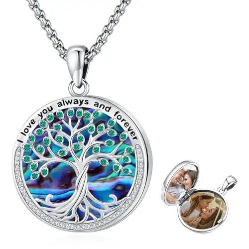 Produktbild: Eusense 925 Sterling Silber Medaillon Halskette Baum des Lebens Medaillon Anhänger Openable Medaillon für Bilder Foto Schmuck Geschenk für Frauen Mädchen