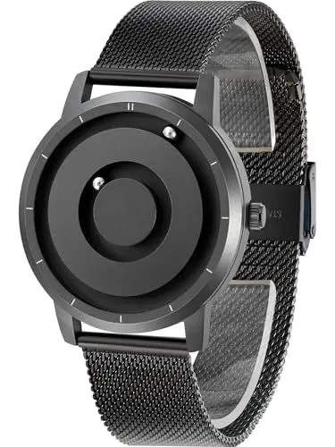 Produktbild: EUTOUR Uhren Herren Herrenuhr Magnet Uhr kein Glas Kugellager Quarz Armbanduhr für Männer mit Silikon/Edelstahl Mesh Armband-40mm