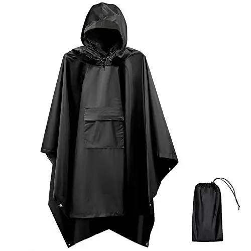 Produktbild: Euyecety Regenponcho Damen und Herren, Wasserdicht Regenjacken Regencape Unisex, Fahrrad Poncho 3 in 1 Multifunktionaler Regenmantel für Jagd, Picknick im Freien, Trekking, Camping, Angeln