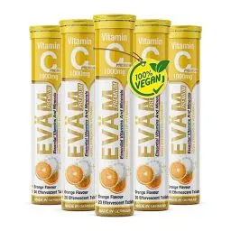 Produktbild: EVÄM Premium Vitamin C 1000mg Brausetabletten I Geschmack Orange I 5x 20 Stück I hochdosiert I Nahrungsergänzungsmittel zur Unterstützung des Immunsystems I zuckerfrei I Made in Germany