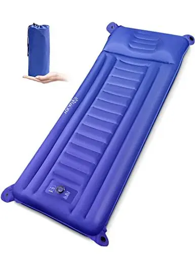 Produktbild: Evajoy Isomatte Camping Handdruck aufblasbares Luftkissen Kleine, schnell Manuelles Aufblasen, integrierte Luftpumpe und Tragetasche, geeignet für Outdoor Wandern Trekking Strand Reise