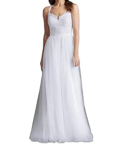 Produktbild: EVANKOU Damen Lang Brautkleid Standesamt Hochzeitskleider Ärmellos Weiß Große Größen 50