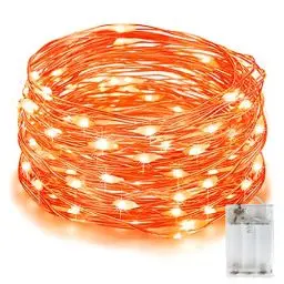 Produktbild: EvaStary Halloween Deko Lichterkette, Herbst Deko Lichterkette, 10M 100LEDs Orange Innen Lichterketten mit Batterie, IP65 wasserdicht Licht für Halloween-Party-Dekoration, Innen/Außen Dekoration