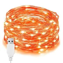 Produktbild: EvaStary Halloween Deko Lichterkette, Herbst Deko Lichterkette, 10M 100LEDs USB Orange Innen Lichter, IP65 wasserdicht Licht für Halloween-Party-Dekoration, Innen/Außen Dekoration