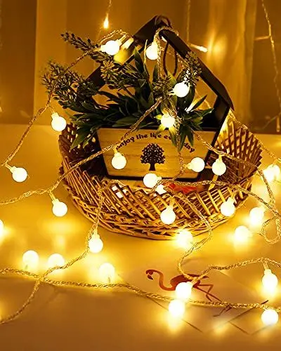 Produktbild: 40LEDs Globe Lichterkette, 6M LED-Lichterkette Warmweiß, IP44 Wasserdicht, USB-betrieben, Innen Deko Glühbirne für Schlafzimmer, Hochzeiten, Weihnachten Deko