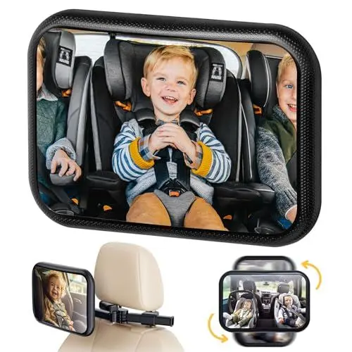 Produktbild: EvcgoX Autospiegel Baby Rücksitz,360°Drehbar Auto spiegel für Baby Rückbank Bruchsicherer Acryl Rücksitzspiegel Groß Vision Auto Baby Spiegel für Eltern zu kümmern Verstellbarer Babyautospiegel