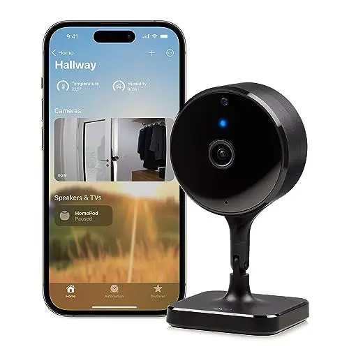 Produktbild: Eve Cam (Apple Home) - Smarte Innenkamera, 1080p-Auflösung, WLAN, 100 Prozent Privatsphäre, HomeKit Secure Video, Mitteilung auf iPhone, Mikrofon und Speaker, Nachtsicht, Flexible Installation