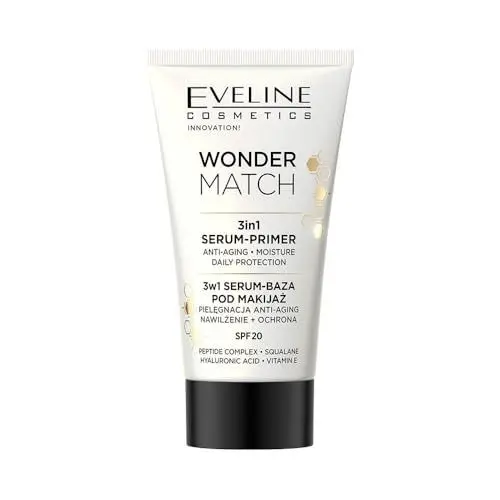 Produktbild: Eveline Cosmetics Wonder Match Anti-Aging Serum Make-up-Basis mit Peptiden, Squalan & Hyaluronsäure - Vegan, LSF 20