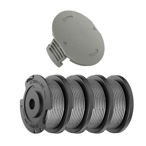 Produktbild: EVENLINKICS F016800569 Rasentrimmer Fadenspule, Kompatibel mit Bosch Rasentrimmer,für Bosch Akku Rasentrimmer EasyGrassCut 18 23 26 SL (4 Fadenspulen, 1 Trimmerabdeckung)