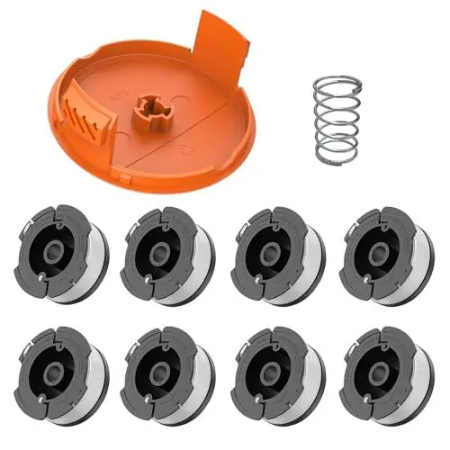 Produktbild: EVENLINKICS Rasentrimmer spulen, Trimmer Spule für Black Decker Rasentrimmer,A6481 A6485 Trimmer Fadenspule kompatibel mit Black Decker Rasentrimmer.(8 Ersatzfadenspule +1 Spulenabdeckung+1 Feder)