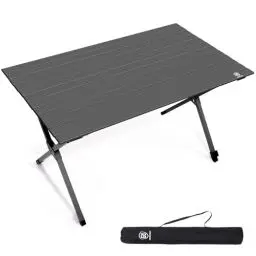 Produktbild: EVER ADVANCED Campingtisch Klappbar Aluminium 120X70CM Klapptisch 100KG Belastbar Aufrollbarer Tischplatte für 4-6 Personen, Falttisch mit Tragetasche für Camping Picknick Garten Balkon, Dunkelgrau
