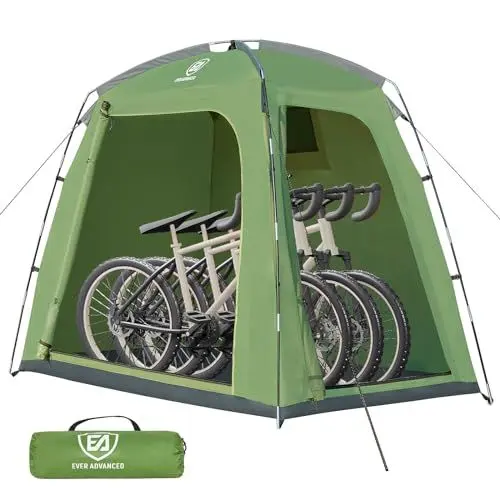Produktbild: EVER ADVANCED Fahrradzelt für 2-3 Fahrräder, Fahhrradgarage 200x120x165cm, PU 4000MM Wasserdicht Gerätezelt für Fahrräder, Motorräder, Gartenwerkzeuge, Tragbarer Kompakter Fahrradschuppen für Freien