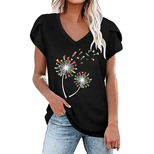 Produktbild: Ever TA Cooles Kurzärmelige V Neck Tops for Female Locker Volant Kpop Übergrößen Tops Party Geblümt Summer Blusentops Women's