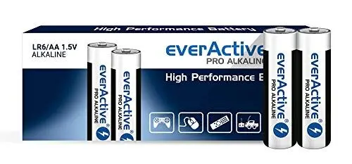 Produktbild: everActive AA Batterien 10er Pack, Pro Alkaline, Mignon LR6 R6 1.5V, höchster Leistung, 10 Jahre Haltbarkeit, 10 Stück