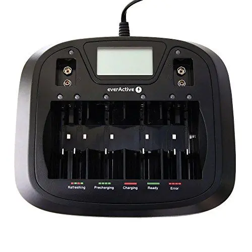 Produktbild: everActive Ladegerät für 8 Akkus AAA AA C D 9V, universal und schnell, vollautomatisch, LCD mit prozentualen Batteriestandsanzeiger, Modell: NC-900U