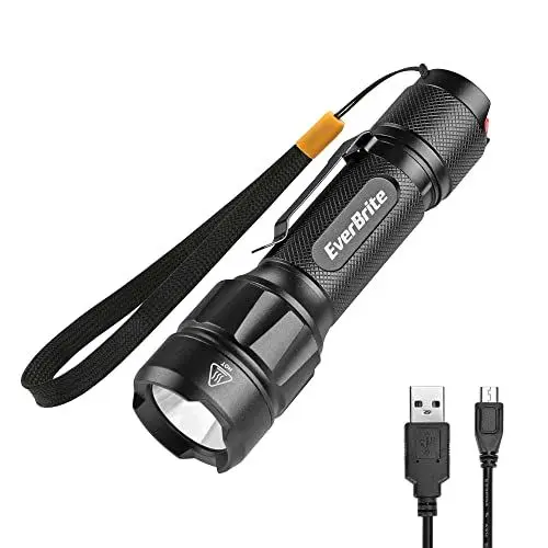 Produktbild: EverBrite LED Taschenlampe extrem hell USB aufladbar 800 Lumen, Taktische Taschenlampe, 6 Modi, LED Handlampe aus Aluminiumlegierung, für Camping, Outdoor, Notfall