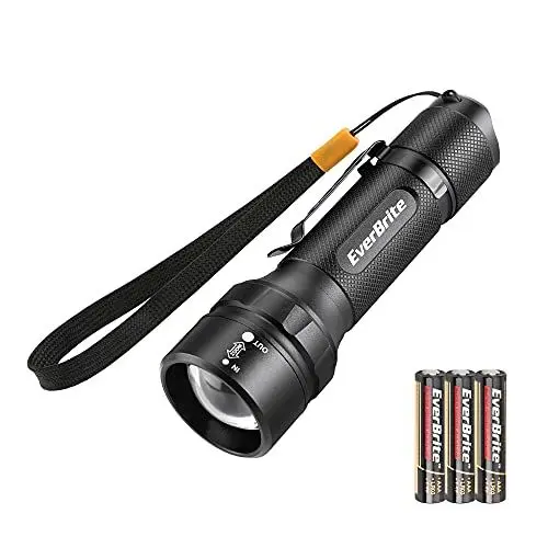 Produktbild: EverBrite Taschenlampe LED 400lm superhell, 4-Modi Zoombar, IPX4 Wasserdichte Taschenlampe Handlampe LED Aluminium, kleine Taschenlampe für Camping, Outdoor mit 3 AAA Batterien