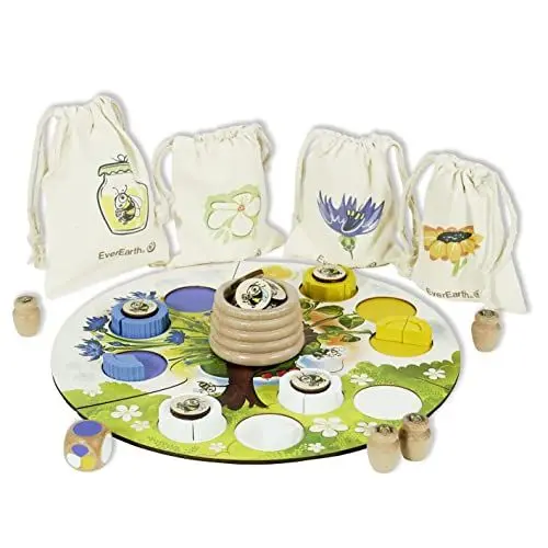 Produktbild: EverEarth 1. Honigernte aus nachhaltigem Holz – Buntes Lernspielzeug zur Förderung von Feinmotorik und Rollenspiel – Umweltfreundliches Spielset für Kinder – EE33794
