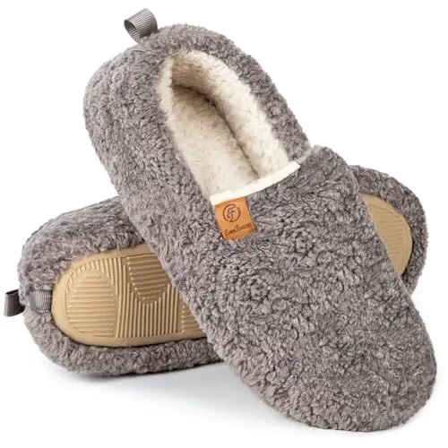Produktbild: EverFoams Damen Warme Hausschuhe Kunstwolle Memory Foam Geschlossen Pantoffeln, grau, 38/39 EU