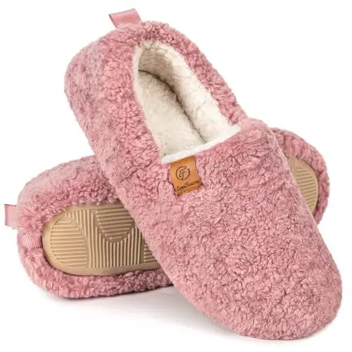 Produktbild: EverFoams Damen Warme Hausschuhe Kunstwolle Memory Foam Geschlossen Pantoffeln, rose, 38/39 EU