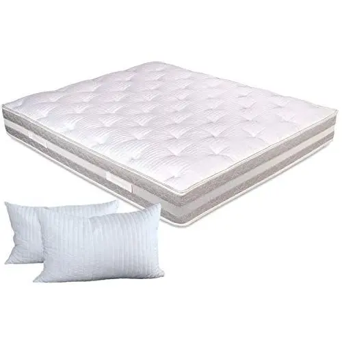 Produktbild: EVERGREENWEB Matratze 160x195 cm, 25 cm Hoch aus Waterfoam mit Topper aus Memory Foam Flocken + 2 Kissen aus Memory Foam Flocken, Hypoallergen, Weißer Bezug