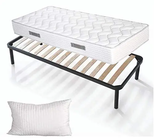 Produktbild: EvergreenWeb – Kit Lattenrost und Matratze 120 x 200 cm, Hoch 20 cm mit Kissen Memory Foam GRATIS, Set Orthopädische Matratze aus Waterfoam, Bezug Massage Effekt, atmungsaktiv, antimilben