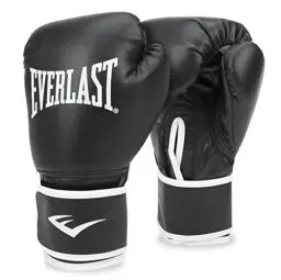 Produktbild: Everlast Core 2 Boxhandschuhe (S/M) Schwarz, Kunstleder-Boxhandschuhe für Sandsack, Pratzenarbeit & Fitness, Klettverschluss, doppellagige Schaumstoffpolsterung, ergonomischer Griff – Everlast