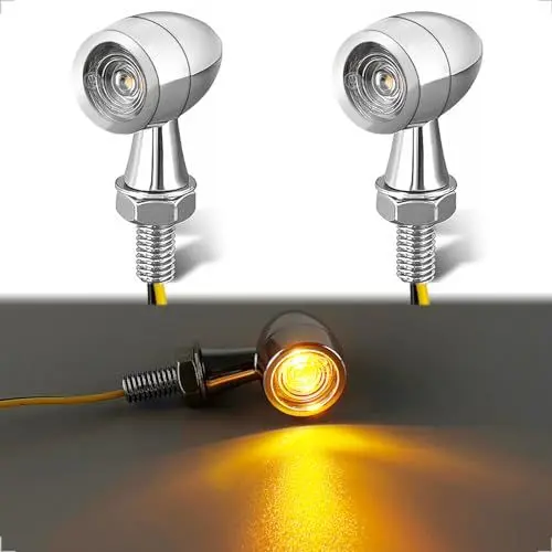 Produktbild: evermotor 12V Mini LED Blinker Motorrad E Geprüft, Verchromt Motorrad Blinker IP67 Wasserdicht (2 Stück)
