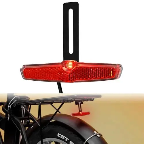 Produktbild: evermotor LED Rücklicht, E-geprüft, StVZO Zugelassen, 6-58V für Motorrad, Fahrrad, E-Bike, für Hinten Gepäckträger 50/80mm, 1200mm Kabel, M8, mit T-Halter