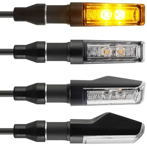 Produktbild: evermotor Universal 12V 4 Stück E13 Motorrad LED Blinker Aluminiumschale Doppelte helle LED mit schöner Oberflächenbehandlung IP67 Wasserdicht E geprüft Amber