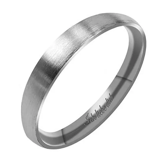 Produktbild: Everstone Damen Matt & Gebürstet 3MM Kuppelförmig Partnerringe Trauringe Eheringe aus Titan Farbe: Platin Lasergravur Ich liebe dich
