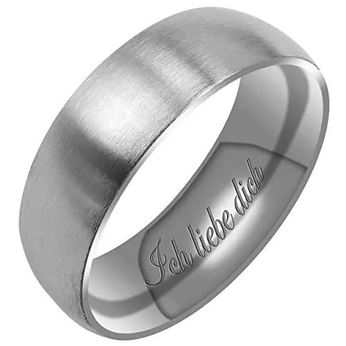 Produktbild: Everstone Männer Matt & Gebürstet 7MM Kuppelförmig Partnerringe Trauringe Eheringe aus Titan Farbe: Platin Lasergravur Ich liebe dich