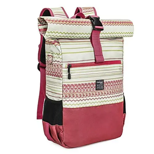 Produktbild: EverVanz Laptop-Rucksack, Damen & Herren Roll Top Wasserdichter Wanderrucksack, Leichtgewichtiger Freizeit-Rucksack, Stilvolle Schultasche mit USB-Ladebuchse