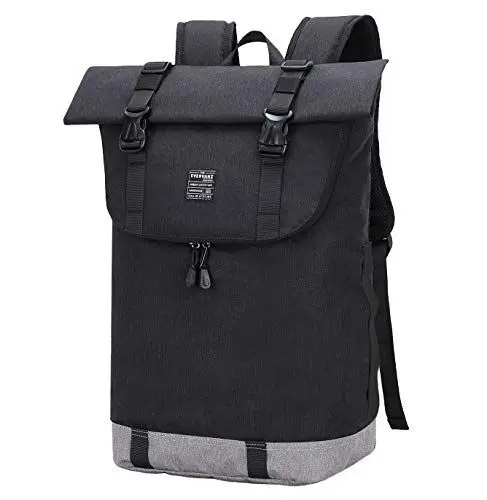 Produktbild: EverVanz Laptop-Rucksack, wasserdichter Reiserucksack, Rucksack für Damen und Herren, leicht, lässig, elegante Schultasche, 1. Schwarz, L, Kompakt, elegant