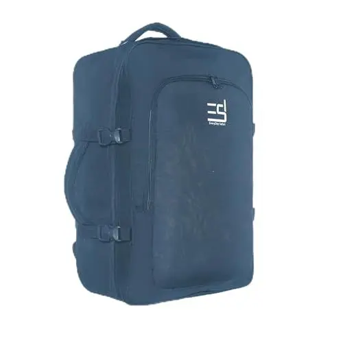 Produktbild: EVERYDAY SAFARI Handgepäck RYANAIR geeigneter Reiserucksack 55x40x20 cm in schwarz blau Maße erfüllen Ryanair Bestimmungen Kabinengepäck, Reisegepäck, Koffertasche Dunkelblau