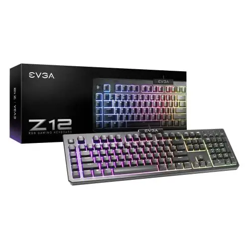 Produktbild: EVGA Z12 RGB Gaming Keyboard, RGB Backlit LED, 5 Programmable Macro Keys, Dedicated Media Keys, Water Resistant, US Layout 834-W0-12US-KR