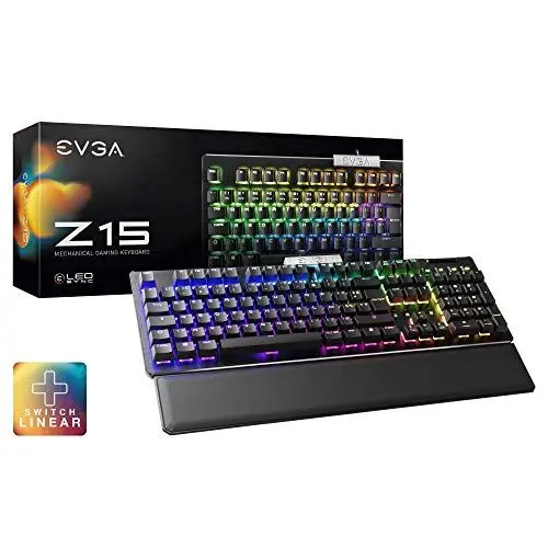 Produktbild: EVGA Z15 RGB-Gaming-Tastatur, RGB-Hintergrundbeleuchtung, Hot-Swap-fähige, mechanische Kailh-Speed-Switches (linear)