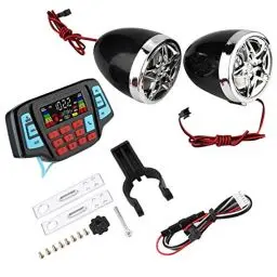 Produktbild: EVGATSAUTO Motorrad Motorrad Lautsprecher Bluetooth Wasserdicht, Lenkerhalterung BT MP3 Player Audio Stereo Lautsprecher Verstärkersystem USB TF Kartenträger