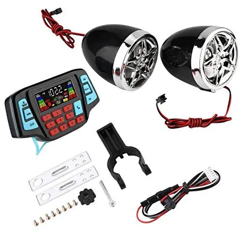Produktbild: EVGATSAUTO Motorrad Motorrad Lautsprecher Bluetooth Wasserdicht, Lenkerhalterung BT MP3 Player Audio Stereo Lautsprecher Verstärkersystem USB TF Kartenträger
